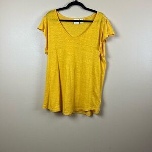 Rachel Zoe Top T-Shirt 100% Linen Yellow Size 2X